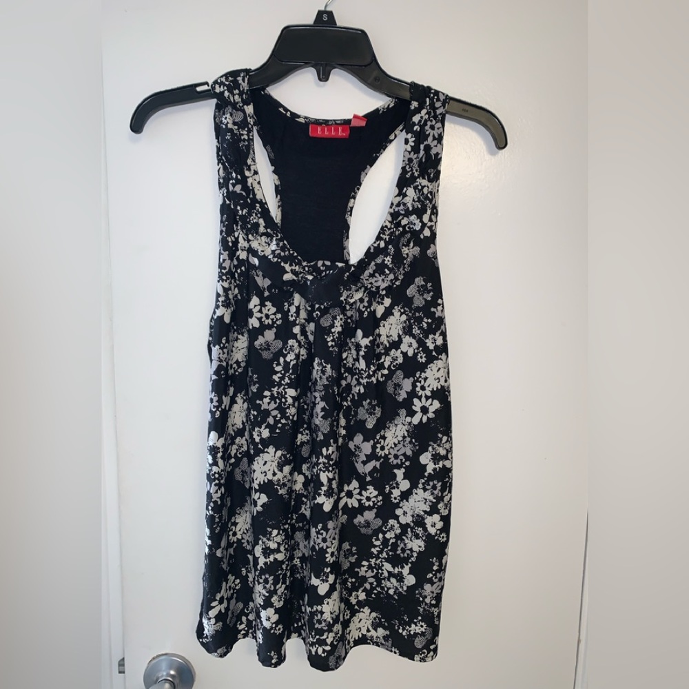 Black/Gray/Cream Sleeveless Blouse Size Medium